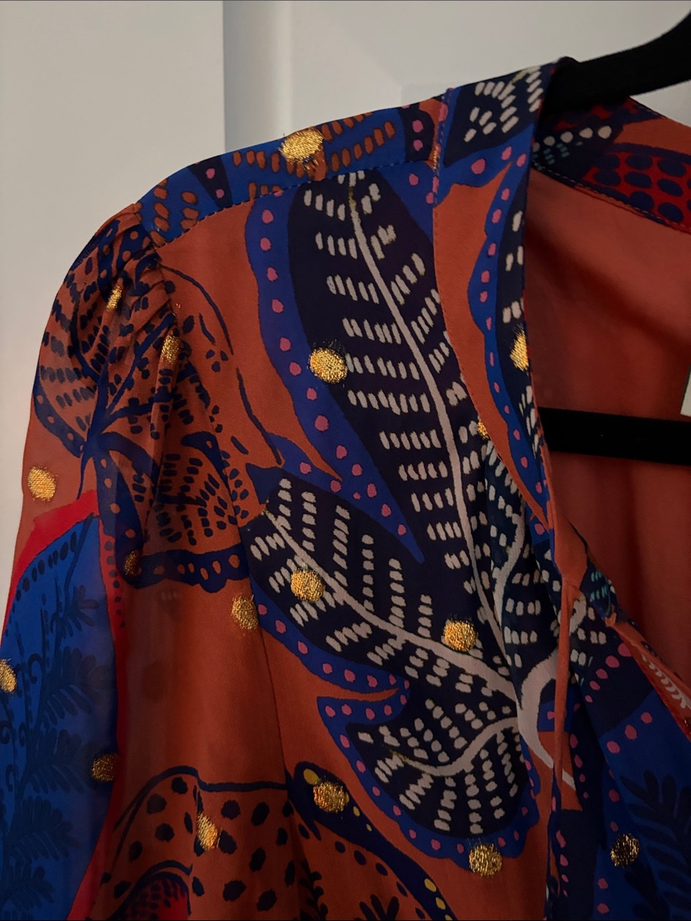 FARM Rio Rust Maxi Dress with Blue Leaf Print - Picture 3 of 8